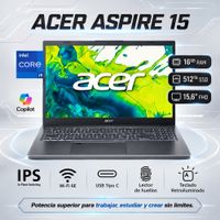ACER ASPIRE 15 INTEL CORE I9 13900H RAM 16GB LPDDR5 512GB ESPAÑOL 15.6  FHD     A15-51M-980X
