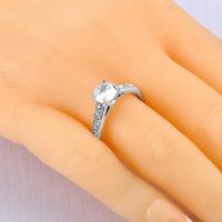ANILLO DE COMPROMISO ROYAL SILVER PLATEADO ARO PEDIDA DE MANO DISEÑO DE LUJO MUJER GENIEKA