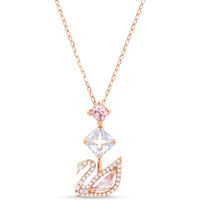 SWAROVSKI COLLAR PENDIENTE SWAN ORO ROSA | ROSADO