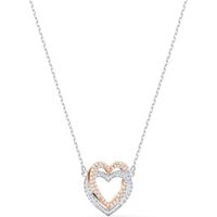 SWAROVSKI COLLAR PENDIENTE CORAZÓN HYPERBOLA MIXTO | ORO ROSA / PLATEADO