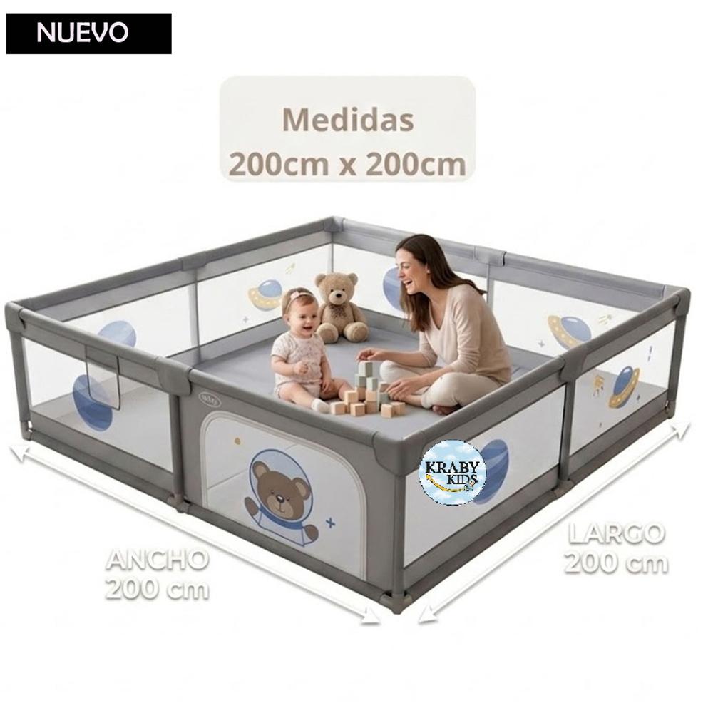 Corral Cerco para Bebes 200cmx200cm Plomo