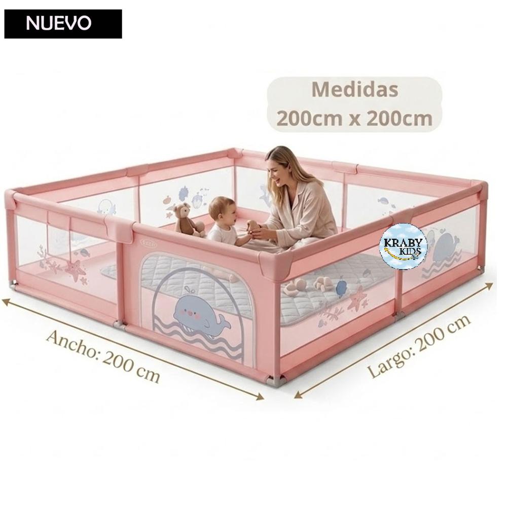 Corral Cerco para Bebes 200cmx200cm Rosado