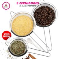 Pack de 3 Cernidores de Acero Inóxidable para Repostería