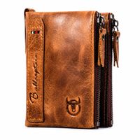 Billetera Bullcaptain QB06 Cuero Marrón Doble Cremallera