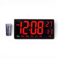 Reloj Digital LED de Pared Grande con Control Remoto Fecha y Temperatura