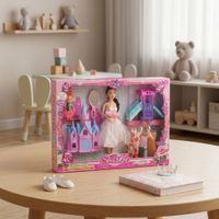 MUÑECA CON VESTIDOS Y CASTILLO ENTRE OTROS ACCESORIOS