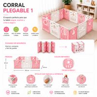 Corral plegable rosa y blanco infantil 150 x 110 cm