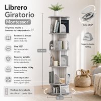 Librero giratorio 360grados  para niños gris 53 x 164 cm