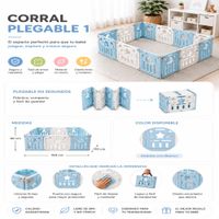 Corral plegable celeste y blanco infantil 150 x 110 cm