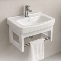 Lavatorio de Loza con Toallero Integrado para Baño