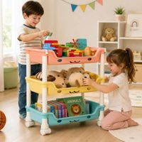 Organizador Estante Juguetes Kawaii Con Ruedas Multiusos 3 Niveles