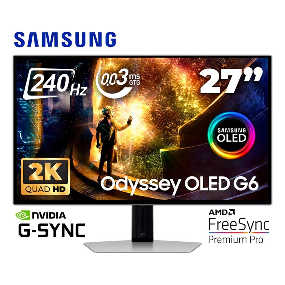 Monitor Samsung Gaming Odyssey G6 OLED, 27"" QHD OLED, 240Hz, 0,3ms, Pivote
