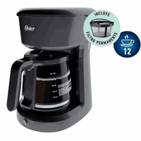 Cafetera Oster BVSTDCS12B-053 Negra 12 Tazas Programable con Filtro Permanente