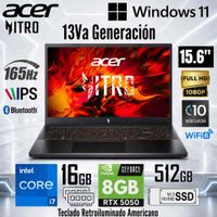 Laptop Acer Nitro V15  i7 16GB 512GB RTX5050 15.6 Black   ANV15-52-778V