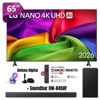 Televisor Smart TV 65'' LG NANO UHD 4K 65NU800BPSB 2026 - Ant - Magic - Soundbar HW-B450F