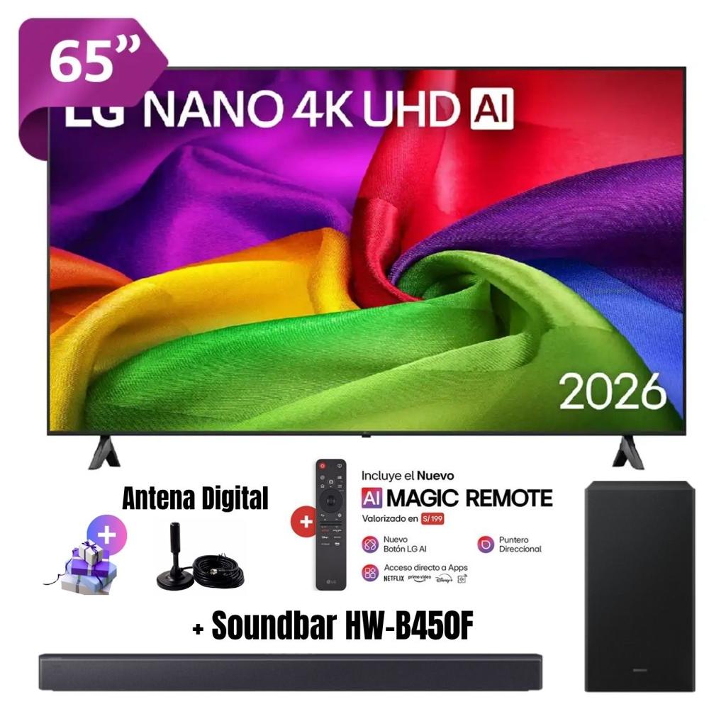 Televisor Smart TV 65'' LG NANO UHD 4K 65NU800BPSB 2026 - Ant - Magic - Soundbar HW-B450F