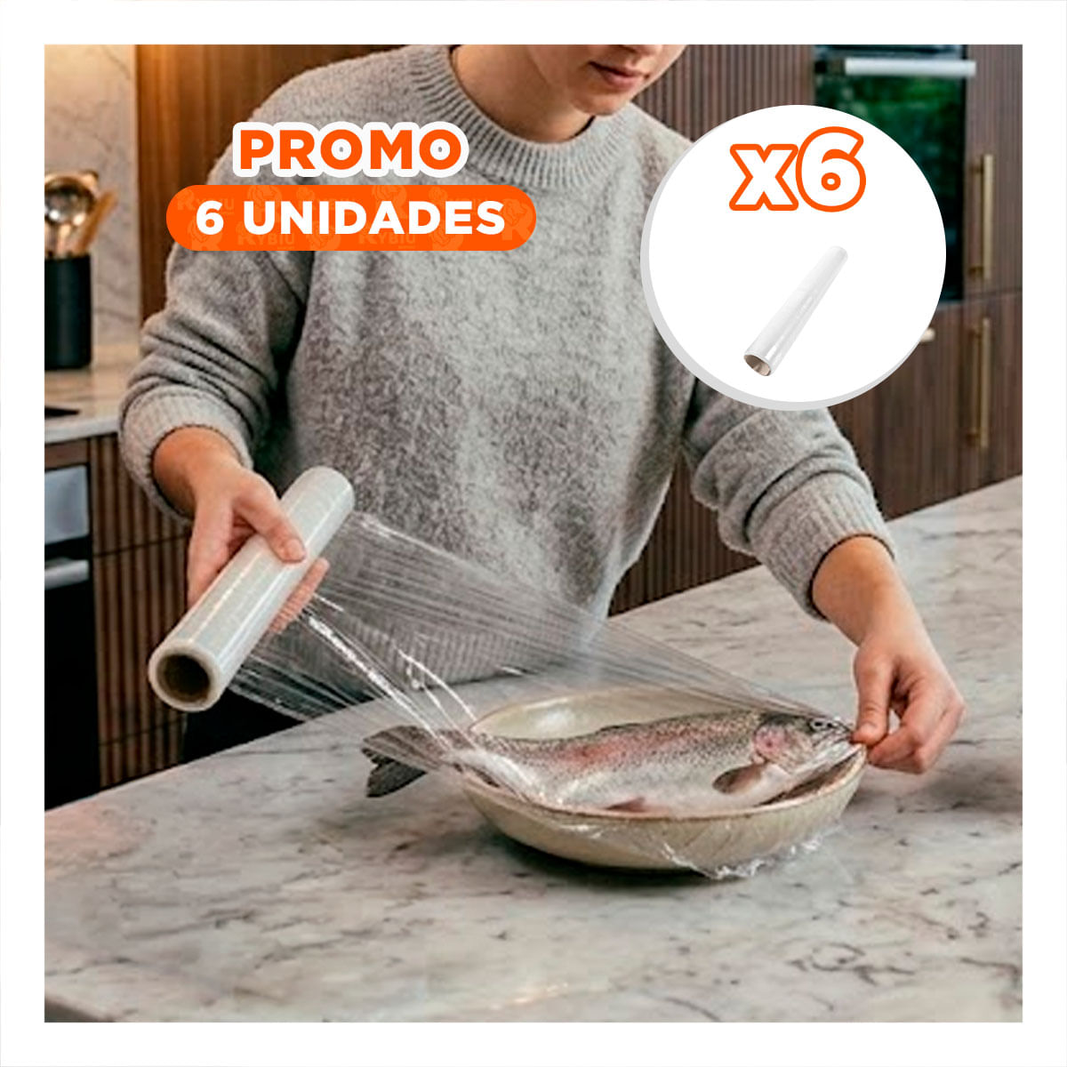 Pack6 Bobina Transparente para Alimentos 20m x 30cm Uso Cocina Y Papel Regalo