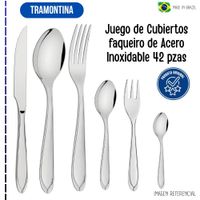 Juego de Cubiertos Faqueiro de Acero Inoxidable TRAMONTINAS 42 pzas