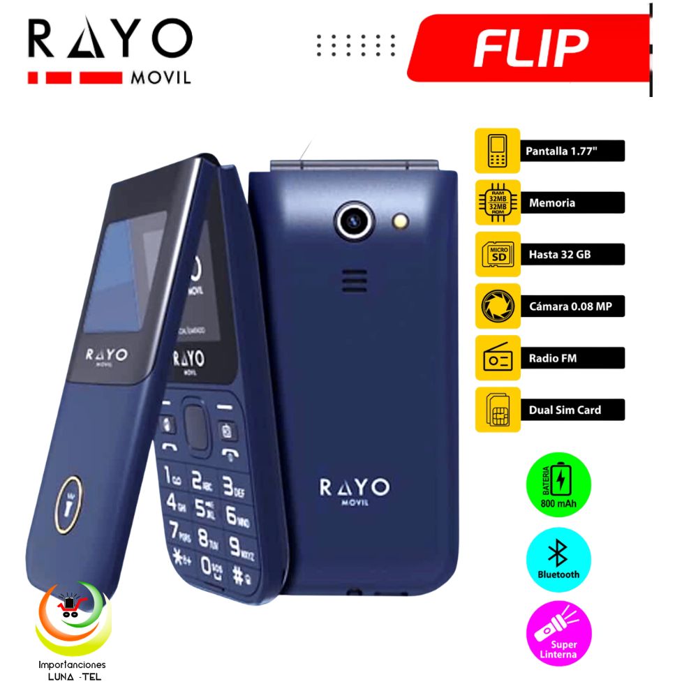CELULAR BASICO RAYO FLIP TAPA 3G DUAL SIM  GREY-NEGRO
