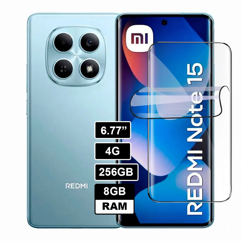 Xiaomi Redmi Note 15 4G 8Gb Ram 256Gb Rom Color Azul Glaciar con Mica Hidrogel Registrado