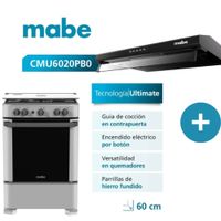 Cocina Mabe 4 Hornillas 60 cm CMP6010FG1 MAS Campana extractora MABE