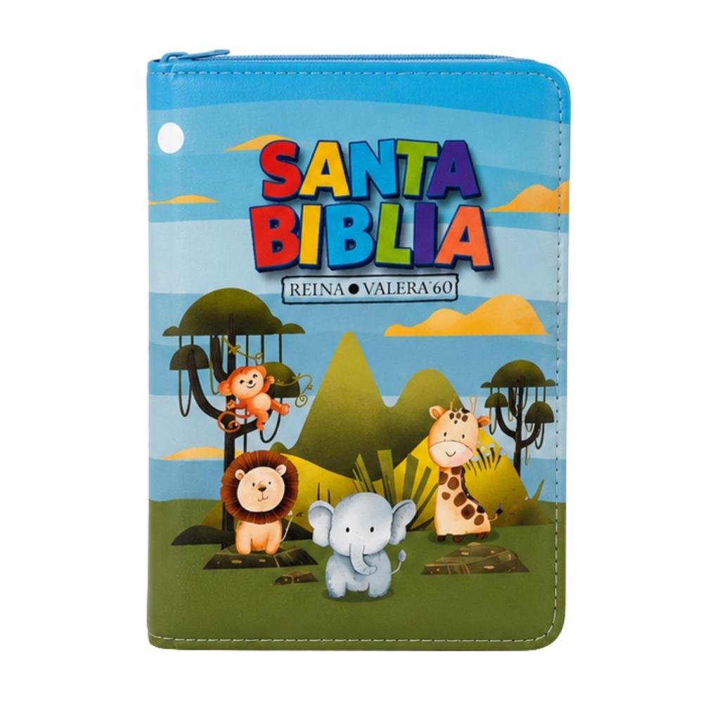 Biblia RVR 1960 Bolsillo para Niños Animales Vinilo con Cierre