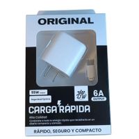 Cargador Celular carga rápida Turbo 55w 33w 18w cable tipo C
