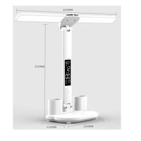 Lampara Escritorio con Reloj LED Luz Lectura Recargable USB Enchufe Cabeza doble