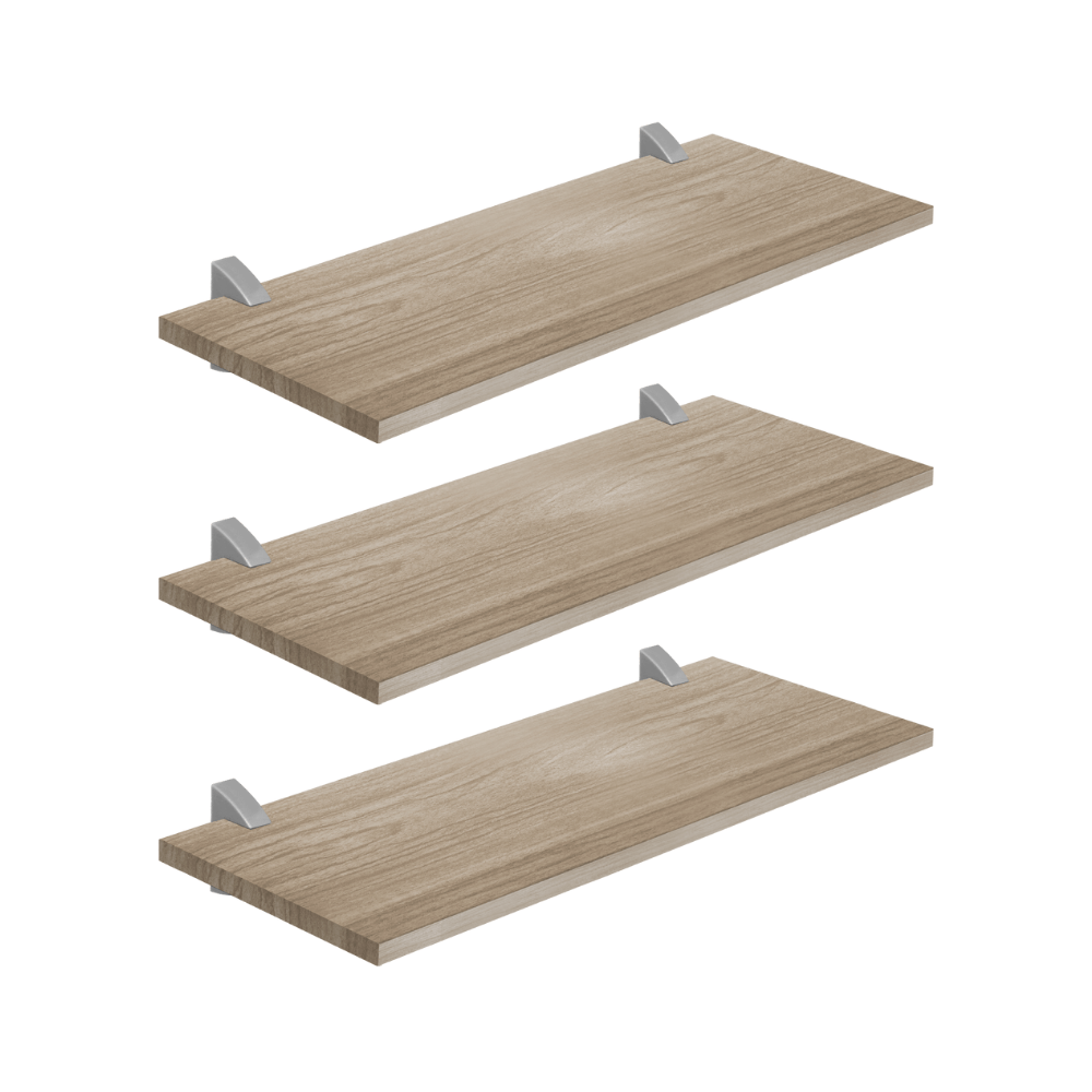 Kit de repisas 3x2 Rectangular 1.5x60cm Roble con soporte Prat-K