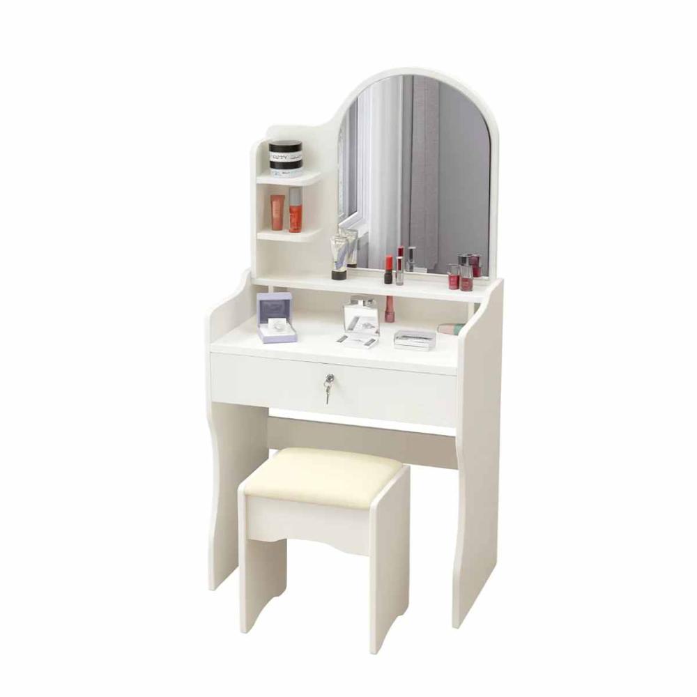 Tocador De Maquillaje Con Espejo Con Taburete Para Dormitorio Blanco 9337