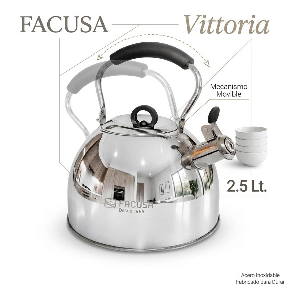 Tetera de acero inoxidable 2.5Lt Vittoria - Facusa