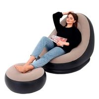 Sofá Inflable LS-523 Café con Reposapiés y Bomba Aire