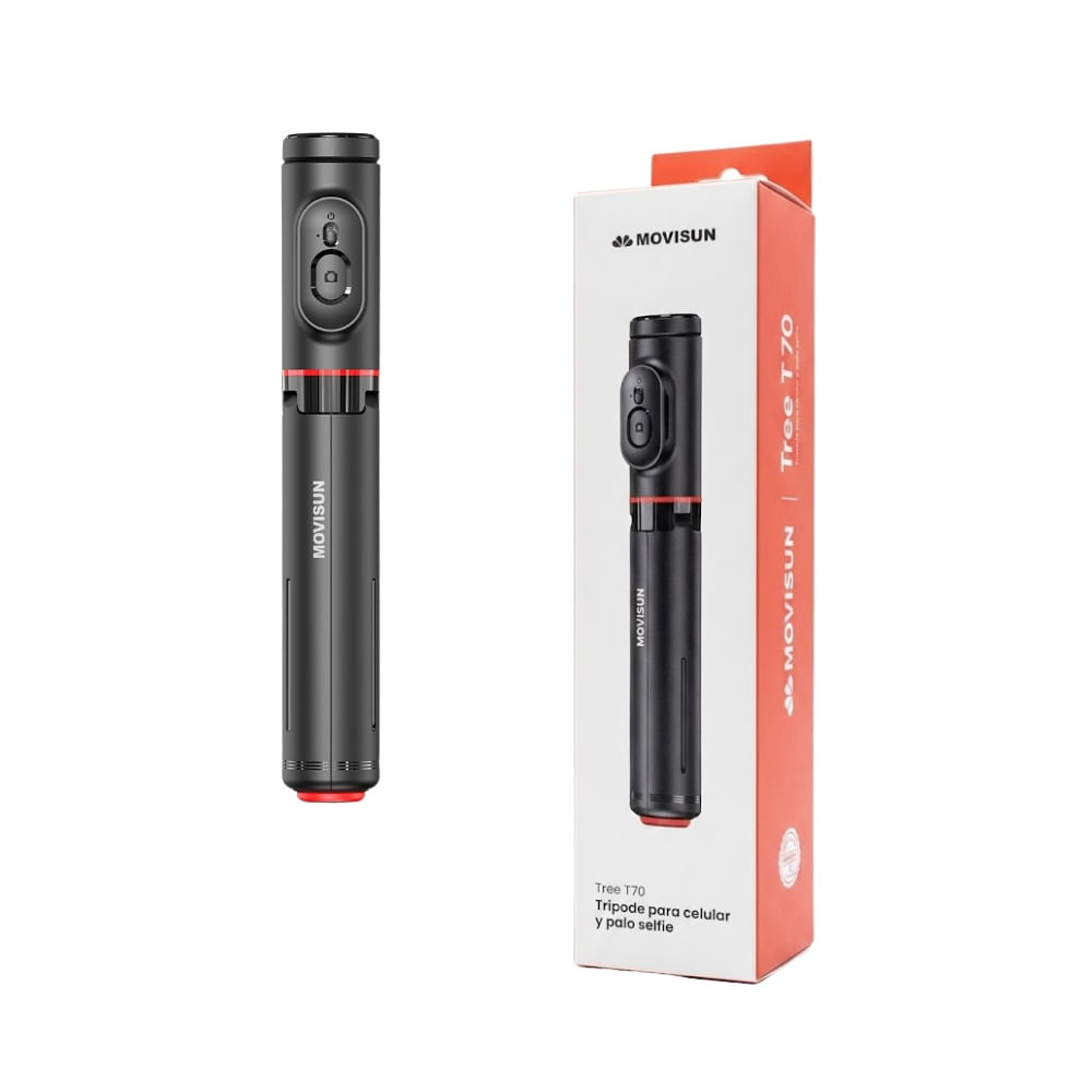Tripode y Selfie Stick 2 en 1 Apertura Automatica con Control Bluetooth 360 73 cm TREE T70 Movisun