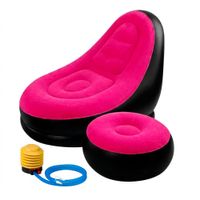 Sofá Inflable LS-523 Rojo Negro con Otomana y Bomba Aire