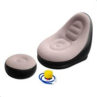 Sofá Inflable LS-523 Beige con Reposapiés y Bomba Aire