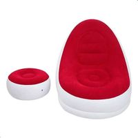 Sofá Inflable LS-523 Rojo Blanco con Reposapiés Portátil