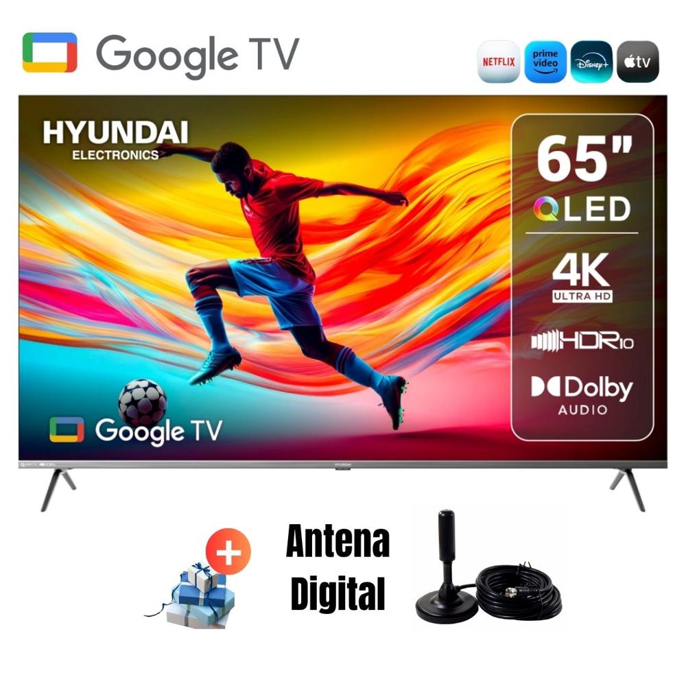 Televisor Hyundai 65 QLED UHD 4K GoogleTV HYLED6513QG - Antena Digital