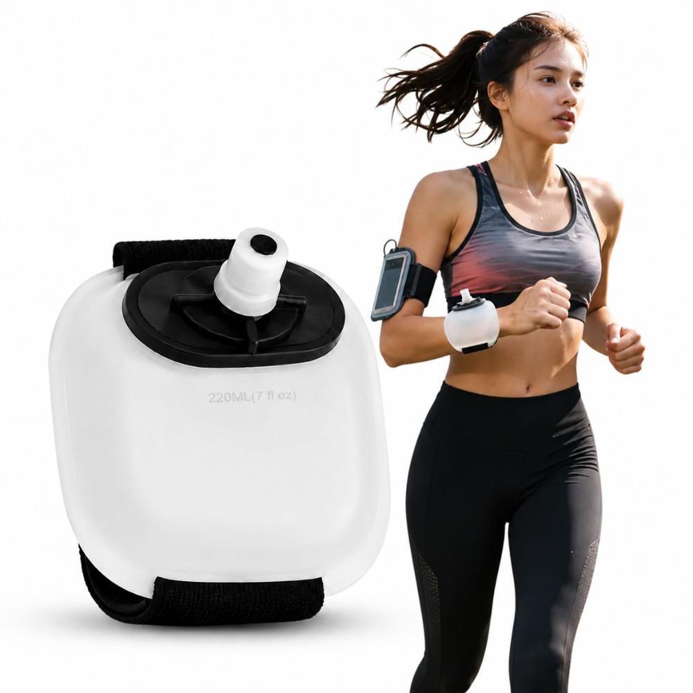 Botella Bebedero Portátil de Muñeca 220 ml para Entrenamiento Correr Ciclismo - Blanco