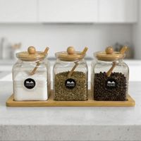 Set de 3 Condimenteros con Base Terranova  567TR01