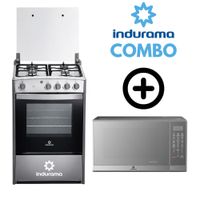 COMBO COCINA INDURAMA CORUÑA 4 HORNILLAS CROMA MAS HORNO MICROONDAS INDURAMA 20L MWI 20TCRP CROMA
