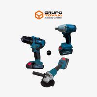KIT TALADRO + AMOLADORA + LLAVE DE IMPACTO HERRAMIENTAS INALÁMBRICAS 20V MASTERMAQ  MS-KIT3P