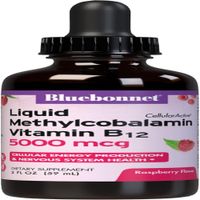 Vitamina B12  BlueBonnet Nutrition Liquid Cellular Active Meticobalamina 5000 mcg frambuesa 2 onzas