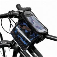 Canguro Portaobjetos para Bicicleta con Doble Compartimento y Porta Celular Táctil - Azul