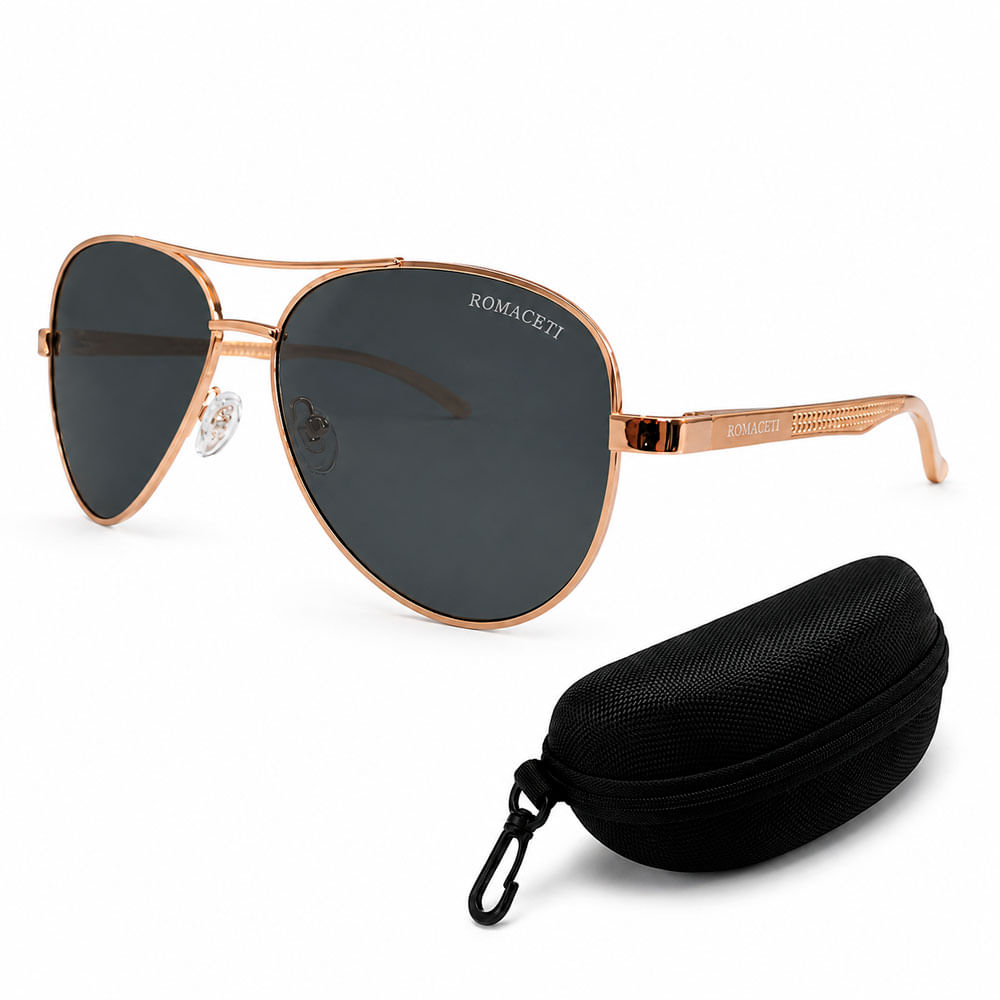 Lentes de Sol Romaceti 234P Negro Dorado Aviador Unisex
