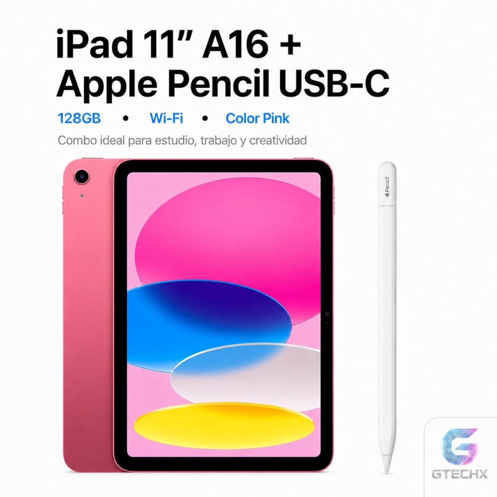 Tablet Apple iPad 11“ A16 128GB WIFI Pink + Apple Pencil USB-C