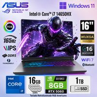 LAPTOP ASUS  INTEL CORE I7-14650HX 16GB 1TB  RTX 5060 8GB 16 FHD 165HZ    G615JMR-AS74