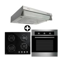 COMBO Orange: Cocina Empotrable vidrio templado 60 cm 4 hornillas + Campana Extractora 60cm Frontal + Horno empotrable a gas H70G 70 litros