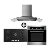 COMBO Orange: Cocina Empotrable Praga 87cm + Campana Decorativa 90cm Amber Acero Inoxidable + Horno empotrable a gas H70G 70 litros