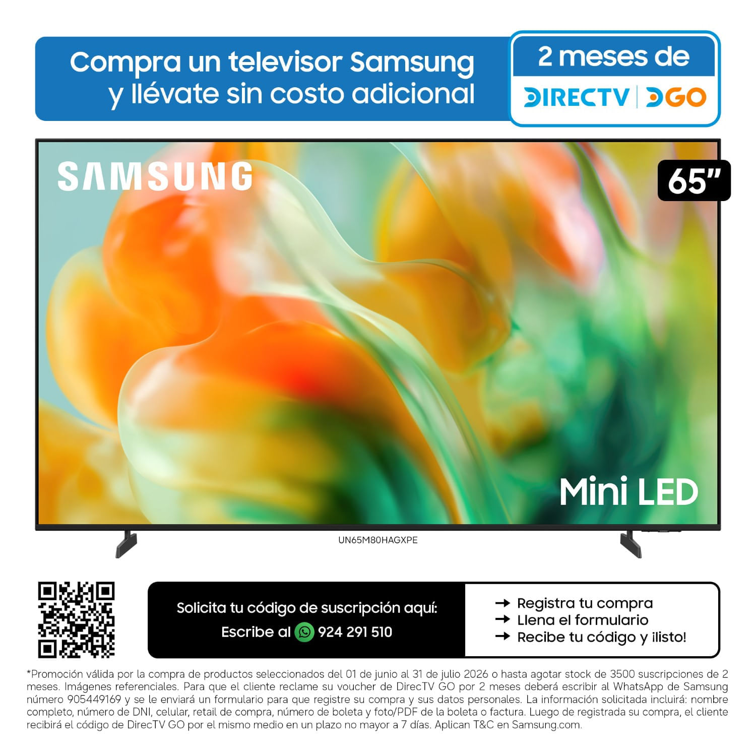 Televisor Samsung 65"" UN65M80HAGXPE Vision AI Mini LED UHD 4K