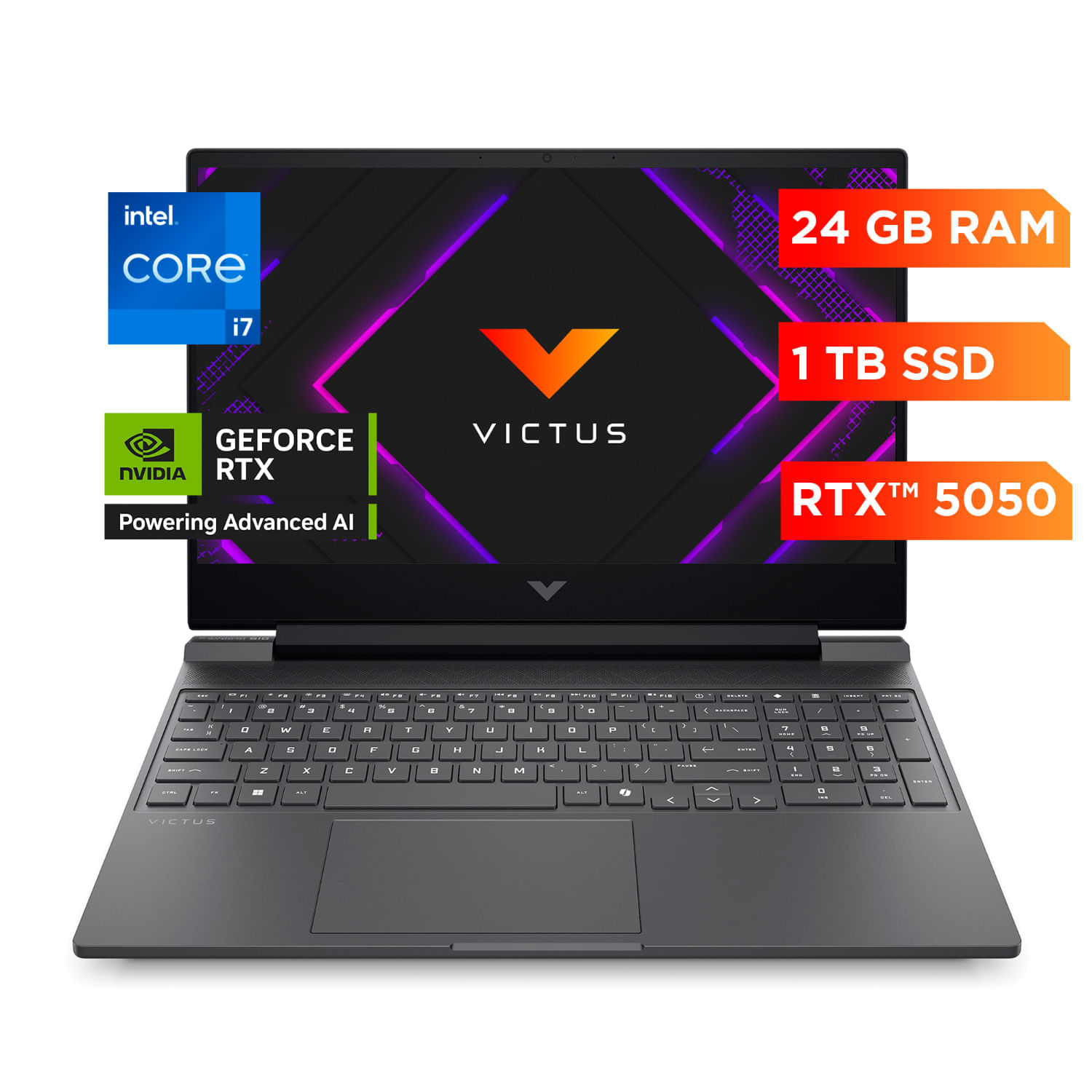 Laptop Gaming VICTUS 15-fa2029la Core i7 24 GB NVIDIA® GEFORCE RTX ™ 5050 GPU (8 GB GDDR7 dedicado) 1 TB SSD 15.6"" FHD Windows 11 Home